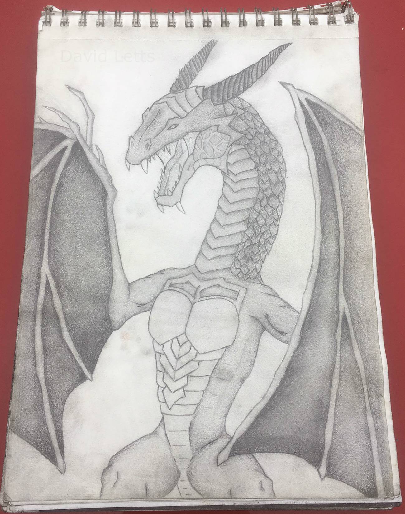 a hand drawn sketch of a dragon baring his teeth