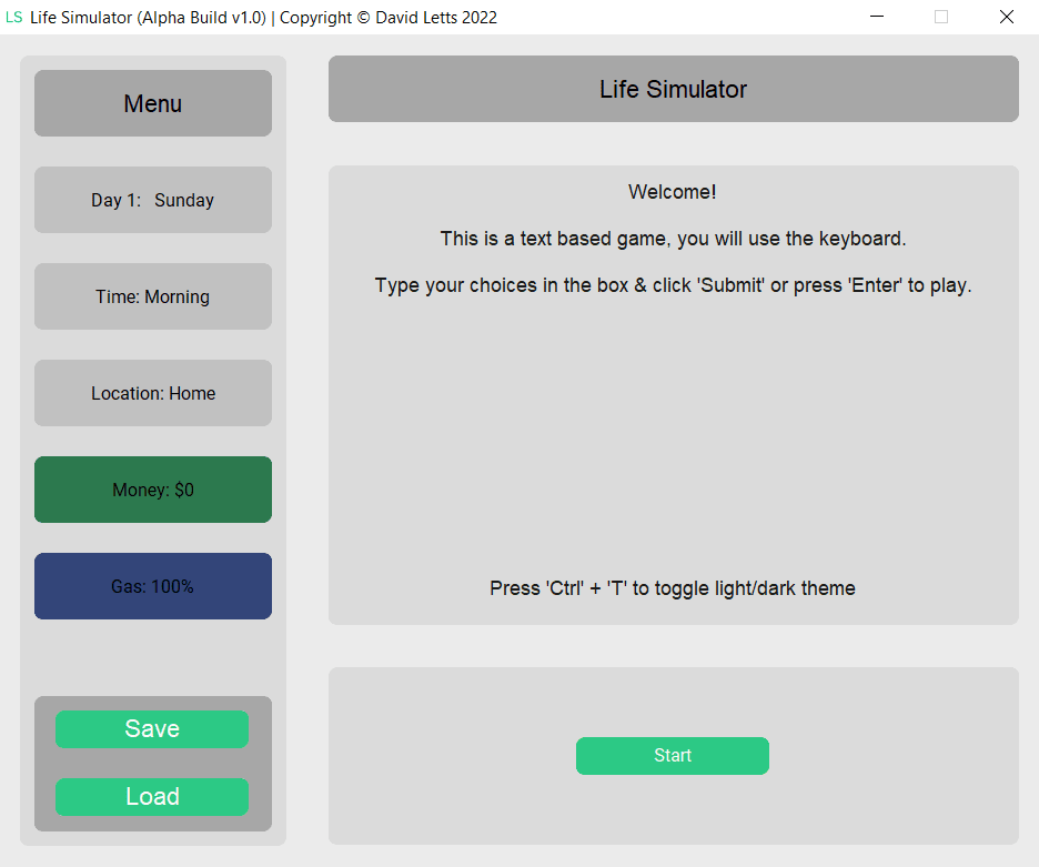 Picture of Life Simulator's home screen